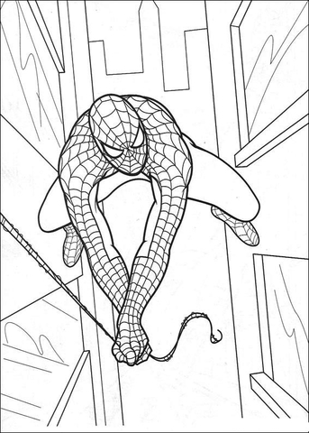 Spider Man In The Air Coloring Page